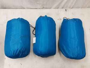 lot 34 image: 3-Blue Hooded Sleeping Bags