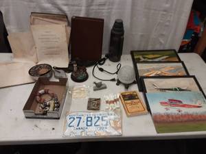 lot 55 image: Vintage Book NW Passage, Knot Tying Book With Rope, Turtle Lamp, License Plate