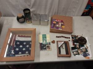 lot 57 image: Shadow Boxes, Flag, Art Vase, Canisters
