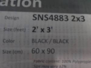 lot 119 image: Sensation 2 ft x 3 ft BlackBlack R...