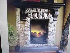 lot 14 image: Faux Stone Fireplace open box Retai...