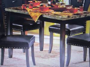 lot 39 image: Marble-Look Dining Table open box R...