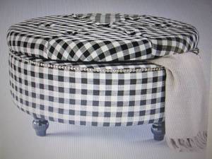 lot 57 image: Black Check Storage Ottoman open bo...