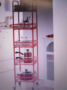 lot 94 image: 5-Tier Scroll Mobile Tower Shelf op...