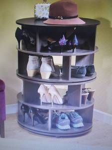 lot 112 image: Round Swivel Shoe Rack open box Ret...
