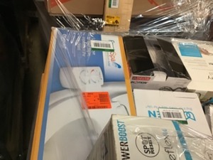 lot 12 image: Pallet with assorted Branded Faucets, Spa Bidets, Bathroom accessories, Fans and more