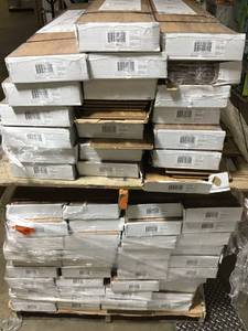 lot 33 image: Pallet of 55 cases LifeProof Rustic Brown Oak 12 mm Thick x 8.03 in. Wide x 47.64 in. Length Laminate Flooring (15.94 sq. ft.  case)