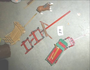 wooden hay wagon and sleigh and set...