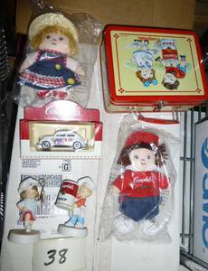 Campbells soup lot, two dolls insid...