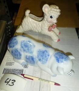 ceramic pig and vintage ceramic she...