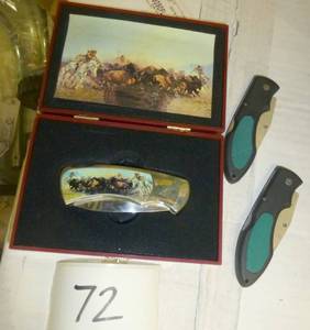 3 knives, collectible with buffalo ...