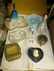 group of glassware  - hobnail bell ...