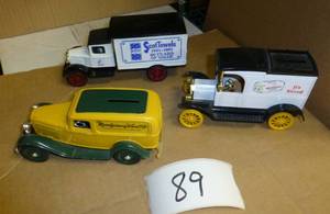 3 diecast truck banks, Montgomery w...