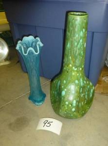 Unique tall pottery vase with a tri...