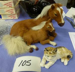 Vintage Red Brown Horse and foal Re...