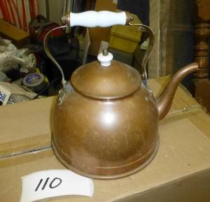 copper tea kettle with ceramic hand...