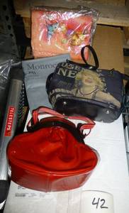 group of vintage purses, red one is...