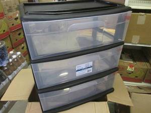 lot 92 image: Homz 3-Drawer Black Wide Body Cart ...