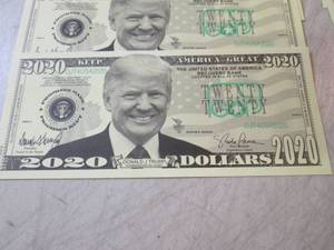 lot 129 image: Lot of 10 Trump 2020 Dollar Bills N...