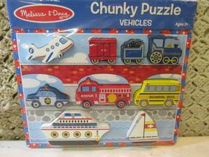 lot 152 image: Melissa & Doug Wood Chunky Puzzle V...