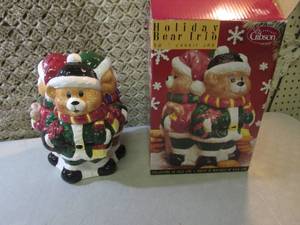 lot 168 image: Holiday Bear Trio Cookie Jar in Box...
