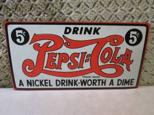 lot 176 image: Pepsi-Cola Tin Sign 15 34 x 8 14...