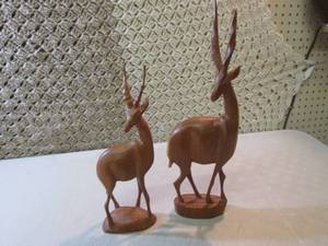 lot 184 image: Pair of Hand Carved Wood Figures Ap...