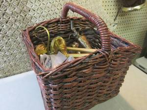 lot 209 image: Large Wicker Basket Full of Lamps C...