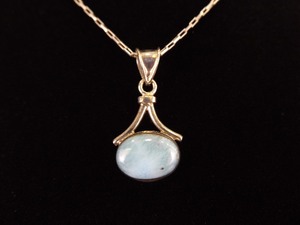 lot 4 image: .925 Sterling Silver Larimar Cabochon Pendant Necklace