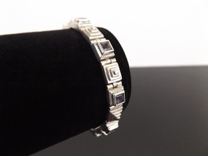 lot 35 image: .925 Sterling Silver Square Cut Amethyst Art Deco Bracelet