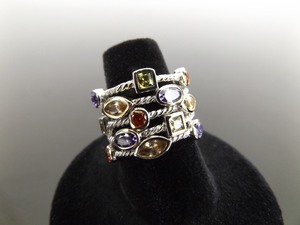 lot 44 image: .925 Sterling Silver Multi Stone Ring Size 7