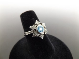 lot 49 image: .925 Sterling Silver Art Nouveau Faceted Topaz Ring Size 6.5