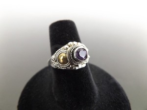 lot 57 image: .925 Sterling Silver Faceted Amethyst Poison Ring Size 6.75