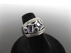 lot 62 image: .925 Sterling Silver Multi Cut Amethyst Ring Size 6