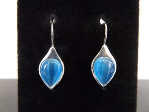 lot 80 image: .925 Sterling Silver Blue Chrysoberyl Hook Earrings
