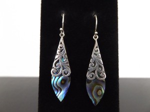 lot 81 image: .925 Sterling Silver Abalone Hook Dangle Earrings