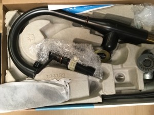 lot 125 image: Moen Noell Single-Handle Pull-Down Sprayer Kitchen Faucet with Reflex and Power Clean in Mediterranean Bronze used or with missing parts review pictures