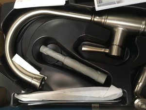 lot 126 image: MOEN-Noell-Single-Handle-Standard-Kitchen-Faucet-with-Side-Sprayer-in-Spot-Resist-Stainless-87506SRS item could have been used or is missing parts review pictures