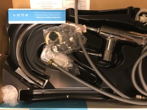 lot 127 image: Sombra Single-Handle Standard Kitchen Faucet with Side Sprayer in Chrome Item could have been used or is missing parts review pictures
