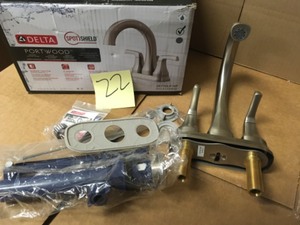 lot 22 image: Delta Portwood 4 in. Centerset 2-Handle Bathroom Faucet in SpotShield Brushed Nickel