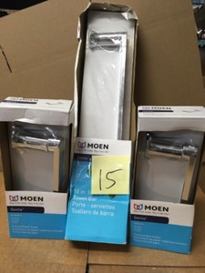 lot 15 image: LOt of 3 Moen Genta Bathroom accesories towel bar and paper holders new