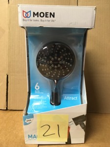 lot 21 image: MOEN Attract 6-Spray 3.8 in. Single Wall Mount Handheld Shower Head in Mediterranean Bronze