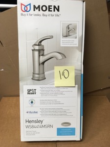 lot 10 image: MOEN Hensley Single Hole Single-Handle Bathroom Faucet in Spot Resist Brushed Nickel