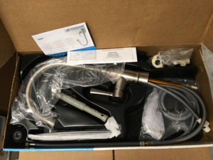 lot 37 image: Moen  Noell Single-Handle Standard Kitchen Faucet with Side Sprayer in Spot Resist Stainless Model 87506SRS