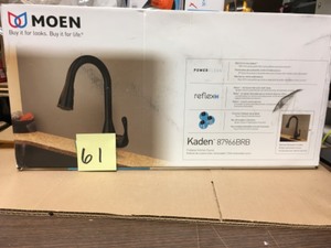 lot 61 image: Moen Kaden Single-Handle Pull-Down Sprayer Kitchen Faucet with Reflex and Power Clean in Mediterranean Bronze
