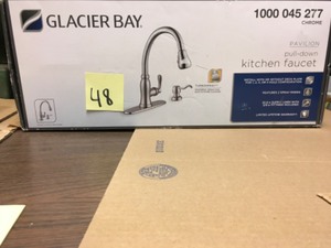 lot 48 image: Glacier Bay Pavilion Single-Handle Pull-Down Kitchen Faucet with TurboSpray and FastMount and Soap Dispenser in Chrome
