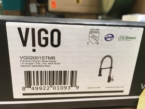 lot 96 image: VIGO Edison Single-Handle Pull-Down Sprayer Kitchen Faucet in Stainless SteelMatte Black Model#  VG02001STMB