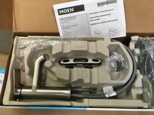 lot 92 image: MOEN Genta Single Hole Single-Handle Bathroom Faucet in Spot Resist Brushed Nickel