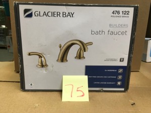 lot 75 image: Glacier Bay Builders 8 in. Widespread 2-Handle High-Arc Bathroom Faucet in Polished Brass