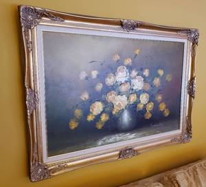 lot 30 image: Bright Golden Flower Still Life Original Oil Painting